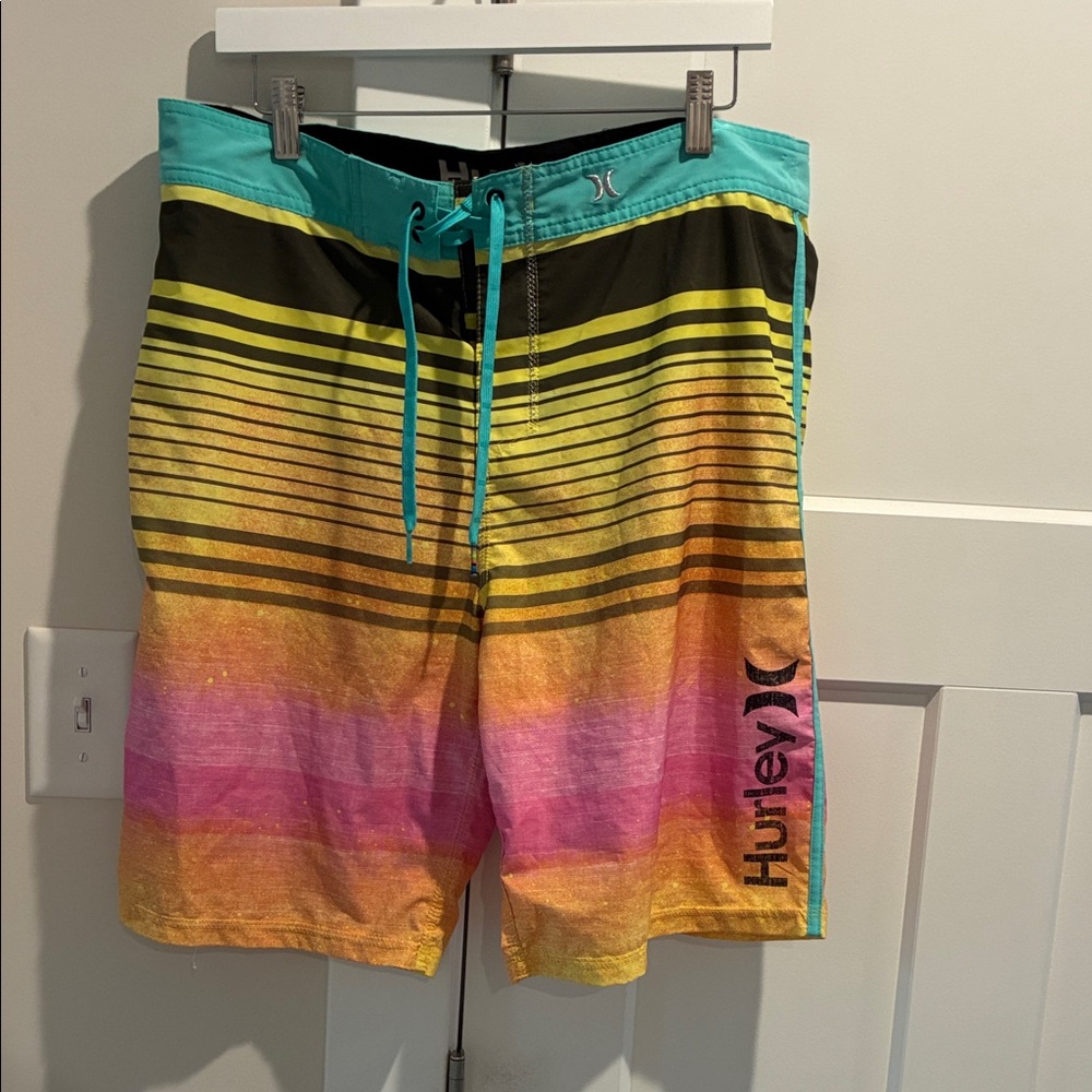 Hurley Phanton Men's Gradient Swim Shorts - Yellow, Pink, Black